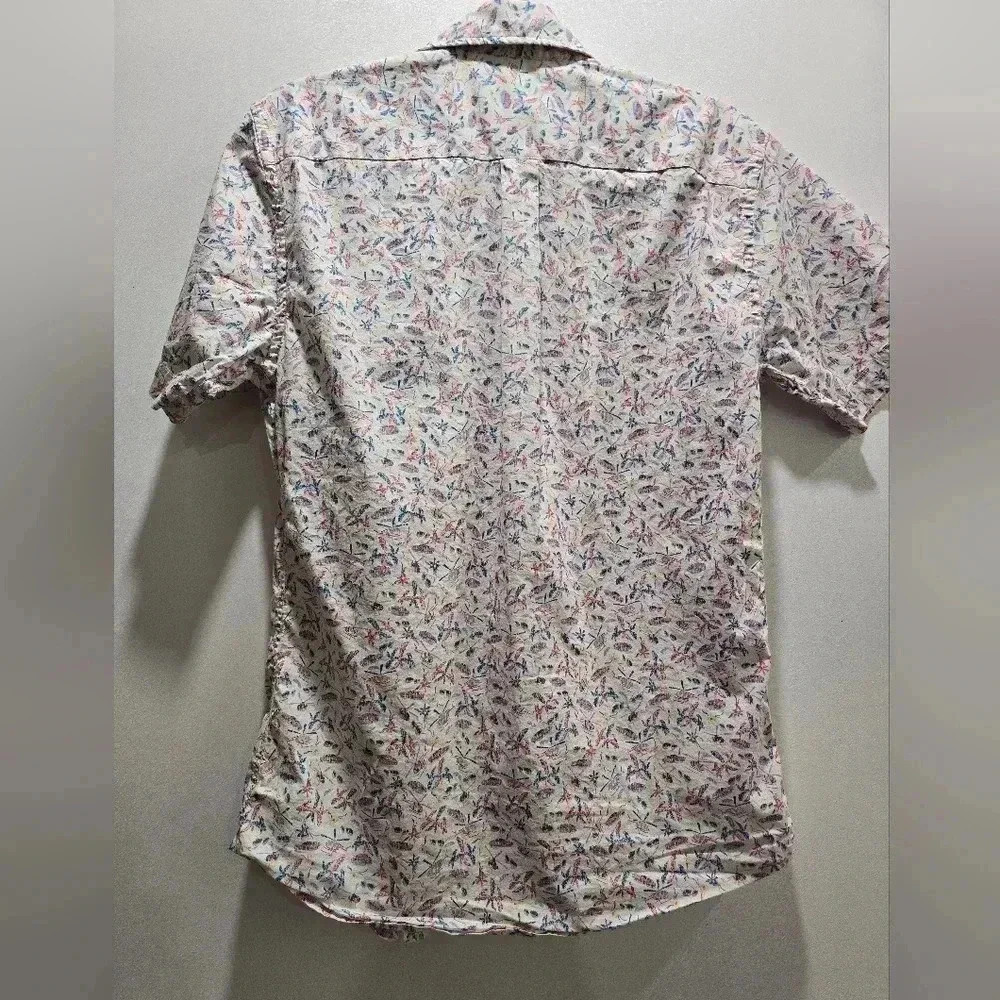 Peter Millar Summer Men's Small Helicopter Palm Tree Print Short Sleeve Button - Picture 6 of 8